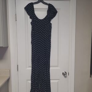 Old Navy Navy and White Polka Dot Jumpsuit